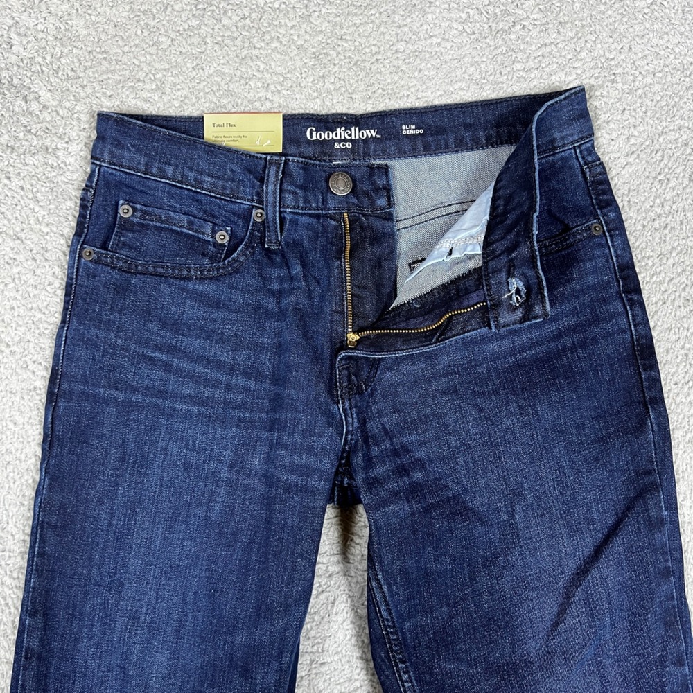 Goodfellow Jeans Mens 30x30 Blue Slim Fit Dark Wash Straight Casual Work NEW